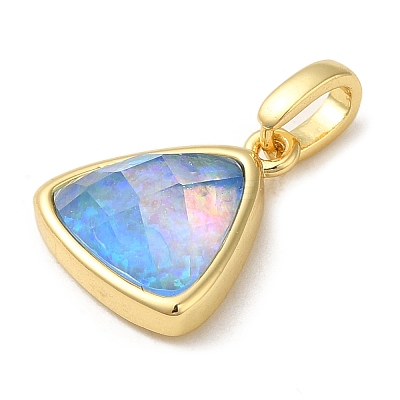 Rack Plating Brass with Synthetic Opal Pendants KK-S370-10G-01-1