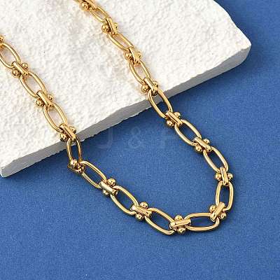 Ion Plating(IP) 304 Stainless Steel Oval Links Necklace for Women NJEW-B107-07G-03-1