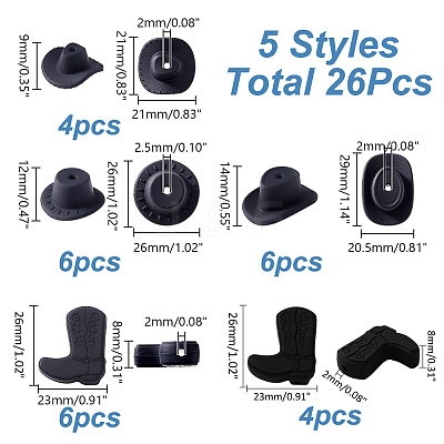 26Pcs 5 Styles Silicone Focal Beads SIL-AR0001-19-1