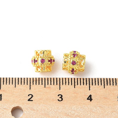 Brass Micro Pave Cubic Zirconia European Beads KK-U067-08G-04-1
