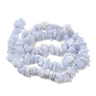 Natural Blue Lace Agate Chip Beads Strands G-E271-73-01-1