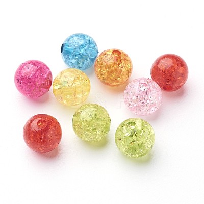 Transparent Crackle Acrylic Beads X-CACR-R008-10mm-M-1