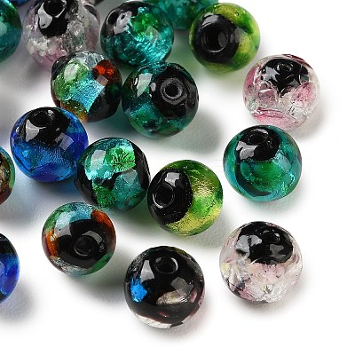 Handmade Silver Foil Glass Beads LAMP-F047-04A-1