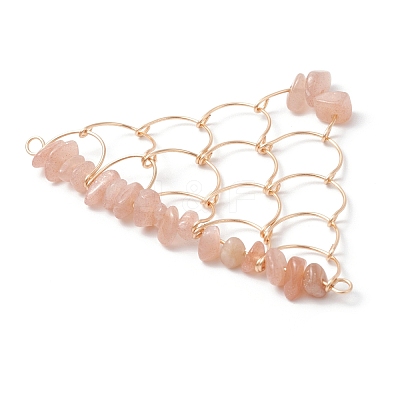 Natural Moonstone Chip Copper Wire Wrapped Connector Charms PALLOY-JF03030-03-1