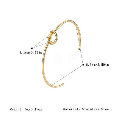 304 Stainless Steel Heart Knot Open Cuff Bangles for Women PA0211-1