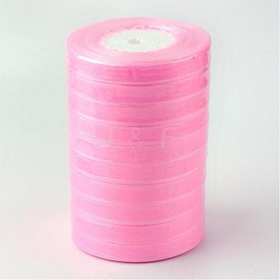 Breast Cancer Pink Awareness Ribbon Making Materials Sheer Organza Ribbon RS12mmY004-1