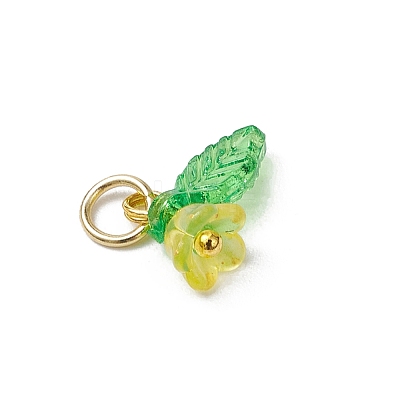 36Pcs Frosted Acrylic Flower & Leaf Charms PALLOY-JF03552-1