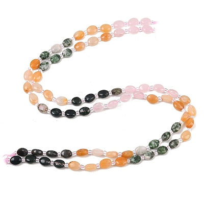 Natural Green Spot Jasper & Rose Quartz & Moss Agate & Red Aventurine Beads Strands G-Z135-A07-1