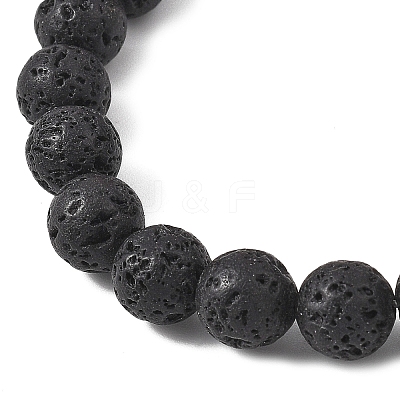 Natural Lava Rock & Lapis Lazuli & Dyed Quartz Round Beads Stretch Bracelets for Women BJEW-JB12789-01-1