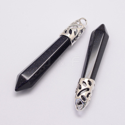Synthetic Blue Goldstone Big Pointed Pendants G-D860-C29-P-1