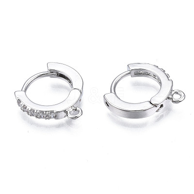 Brass Micro Pave Cubic Zirconia Huggie Hoop Earring Findings X-KK-T063-012P-NF-1
