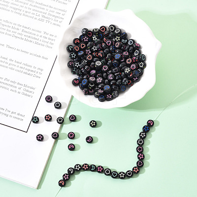 Opaque Black Acrylic Beads SACR-YW0001-21A-1