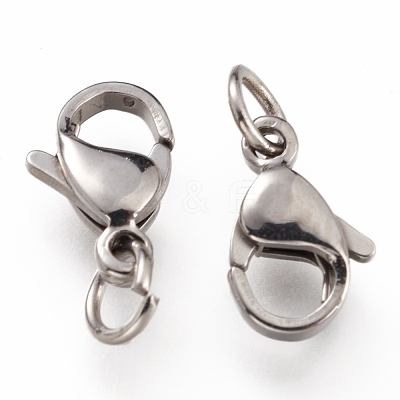 Tarnish Resistant 304 Stainless Steel Lobster Claw Clasps X-STAS-G240-01C-P-1
