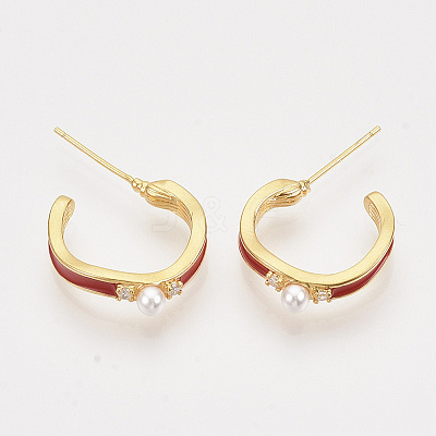 Brass Micro Pave Cubic Zirconia Stud Earrings EJEW-T007-11G-02-NF-1