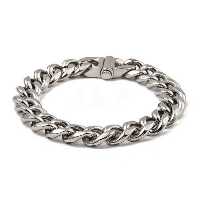 Non-Tarnish 304 Stainless Steel Cuban Link Chain Bracelet Hand Polished NJEW-D050-02F-P-1