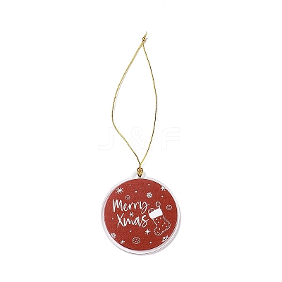 Christmas Theme Acrylic Pendant Decoration HJEW-G021-01C-1