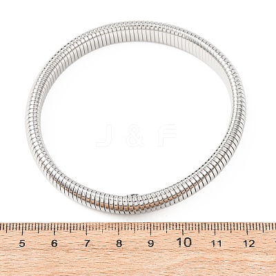 201 Stainless Steel Ribbed Bangles for Women BJEW-T024-02P-1