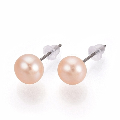 Natural Pearl Stud Earrings PEAR-N020-11A-01-1