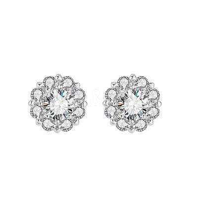 Brass Micro Pave Clear Cubic Zirconia Pendant Necklaces & Stud Earrings FS-WGDAB53-03-1