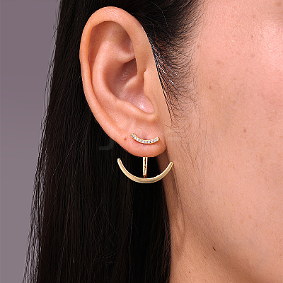 Punk Chic Brass Pave Clear Cubic Zirconia Stud Earrings LK0340-1