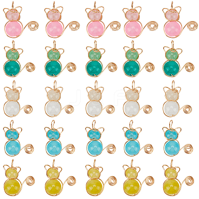 40Pcs 5 Colors Imitation Jade Glass Beads Pendants FIND-SC0009-72-1