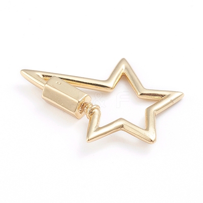 Brass Screw Carabiner Lock Charms ZIRC-I041-02G-1