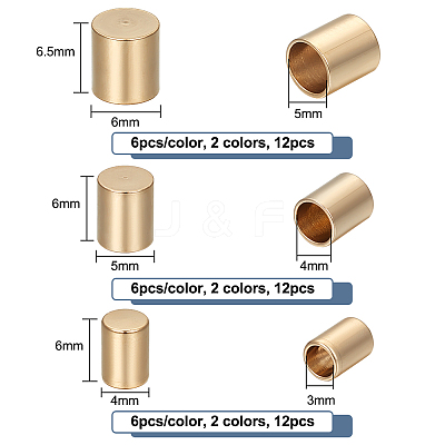 36Pcs 6 Style 201 Stainless Steel Cord Ends STAS-UN0044-40-1