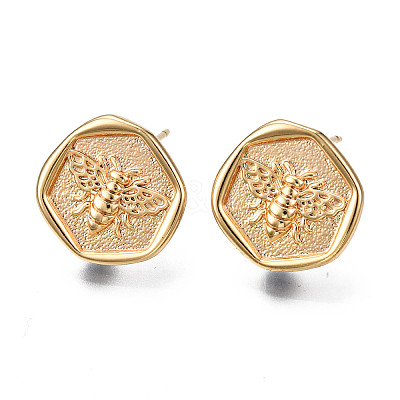 Brass Stud Earring Findings KK-T038-462G-1
