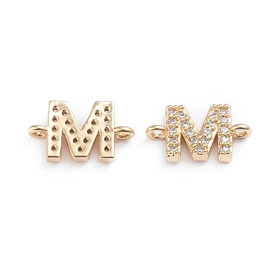 Brass Micro Pave Cubic Zirconia Letter Links ZIRC-I042-16G-M-1
