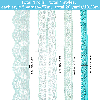 4 Styles Polyester Lace Trim OCOR-GF0005-25B-1