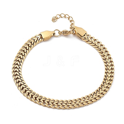 Ion Plating(IP) 304 Stainless Steel Chains Bracelets High Polished BJEW-U017-02G-1