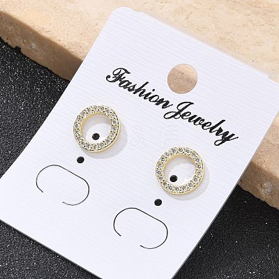 Brass Micro Pave Clear Cubic Zirconia Stud Earrings EJEW-M076-01G-01-1