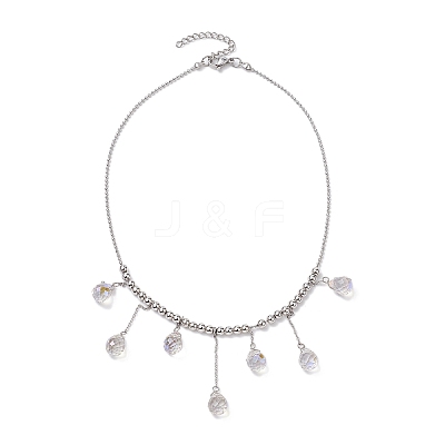 Glass Teardrop Charms Necklaces NJEW-TA00149-1