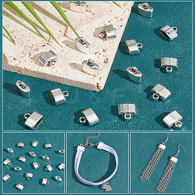 100Pcs Tibetan Style Alloy Cord Ends FIND-NB0004-53-1