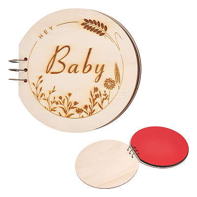 Round Wooden Cover Baby Scrapbook DIY Binder Photo Album DIY-WH0349-113A-1