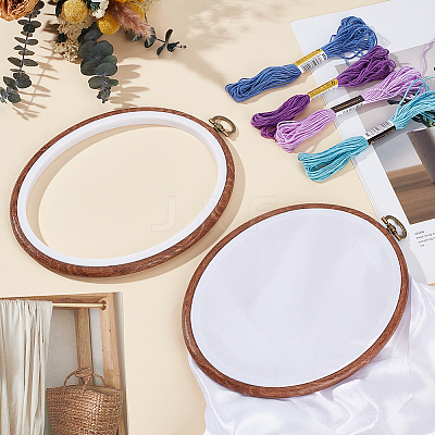 PP & PVC Plastic Imitation Wood Cross Stitch Embroidery Hoops DIY-WH20055-058B-02-1