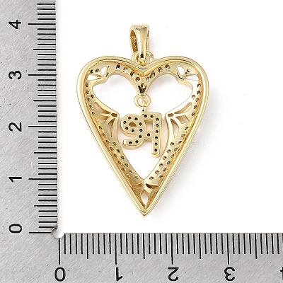 Brass Micro Pave Clear Cubic Zirconia Pendants KK-E799-01B-G-1