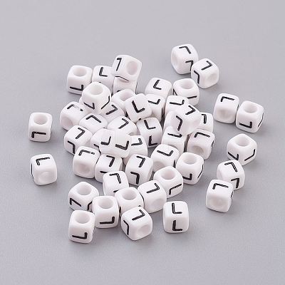 50g Opaque Acrylic Horizontal Hole Letter Beads SACR-TA0001-19O-1