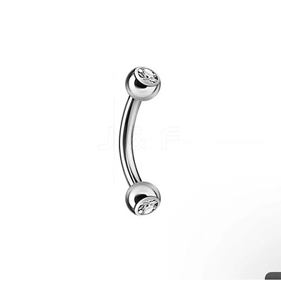 Round 304 Stainless Steel Rhinestone Eyebrow Curved Barbell Rings WGCF9EA-03-1