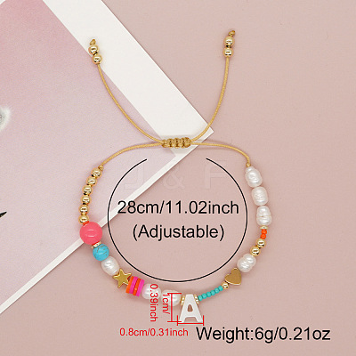 Bohemian Style Shell Letter Bead Braided Bead Bracelets for Women WG07C1E-01-1