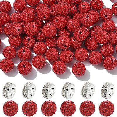 100Pcs Pave Disco Ball Beads RB-YW0001-30C-1