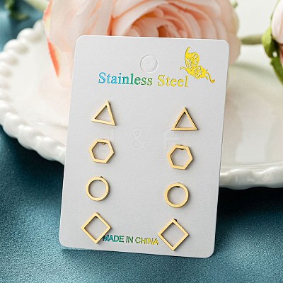 304 Stainless Steel Earrings Sets EJEW-S248-02G-1