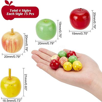 60Pcs 4 Styles Mini Artificial Apple DJEW-CA0001-15-1