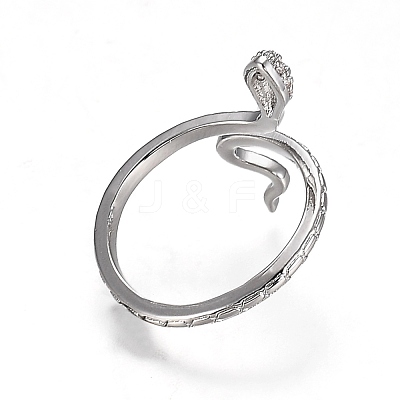 Brass Micro Pave Clear Cubic Zirconia Cuff Rings RJEW-H538-07-1