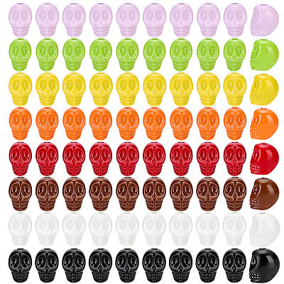 80Pcs 8 Colors Baking Paint Acrylic Beads SACR-PH0002-37-1