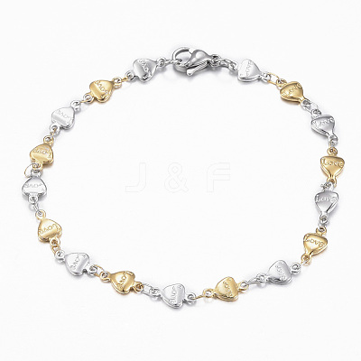 304 Stainless Steel Heart Link Chain Jewelry Sets SJEW-H103-02GP-1