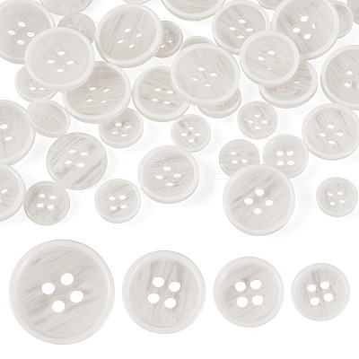 40Pcs 4 Styles Resin Buttons BUTT-TADJ0001-02C-1