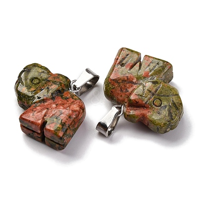 Natural Unakite Pendants G-B127-05P-12-1