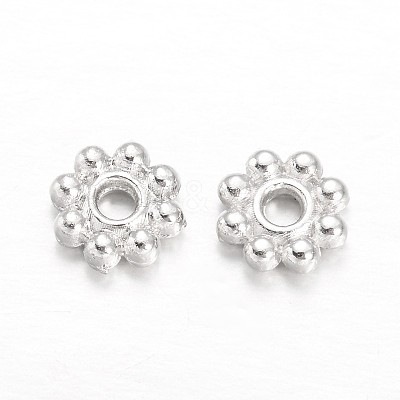 Alloy Daisy Spacer Beads TIBEB-S039-064S-RS-1