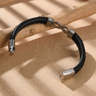 Braided Microfiber Leather Cord Bracelets for Men BJEW-Z081-07P-02-1